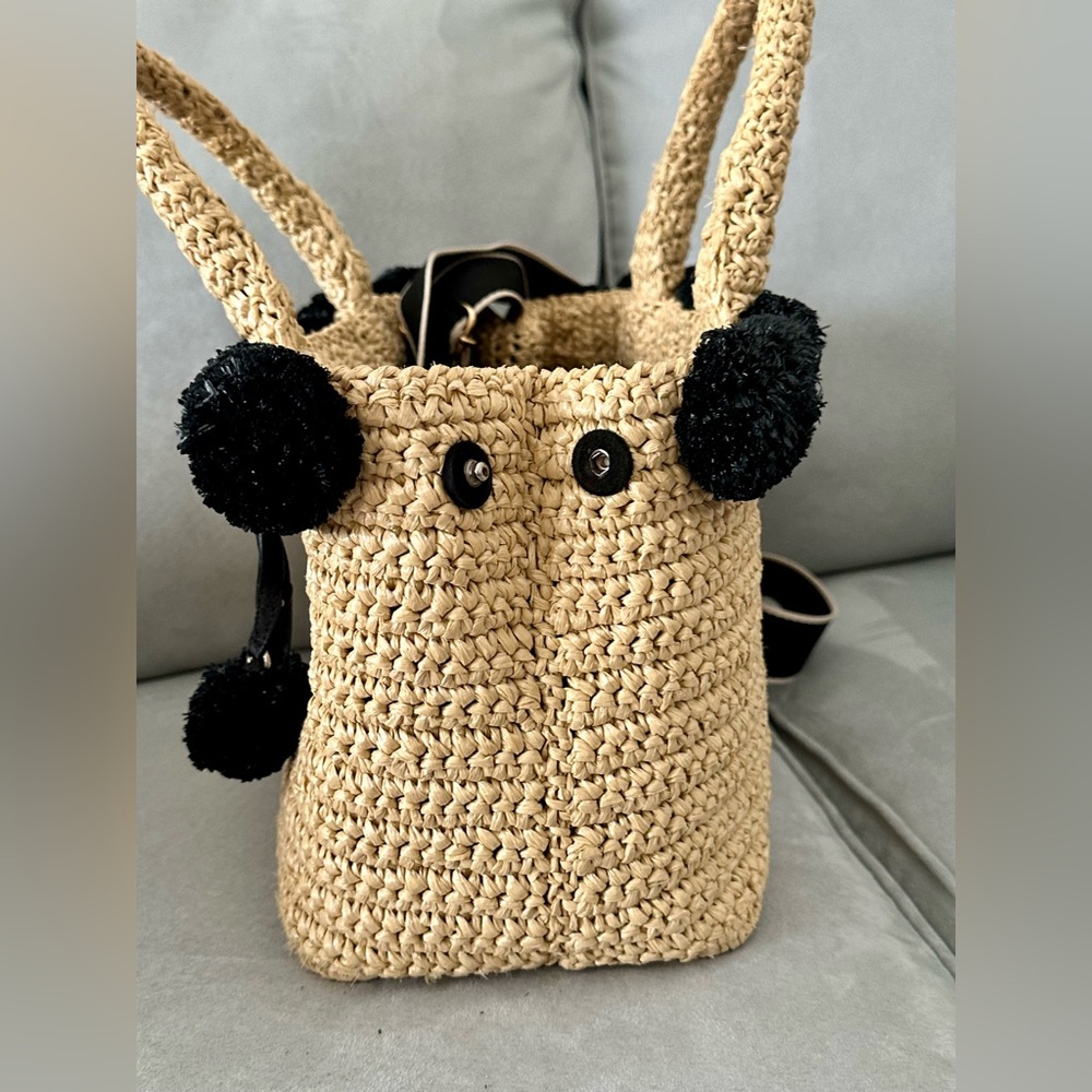 Prada raffia Pom Pom limited edition tote with unbranded canvas strap - Picture 5 of 16